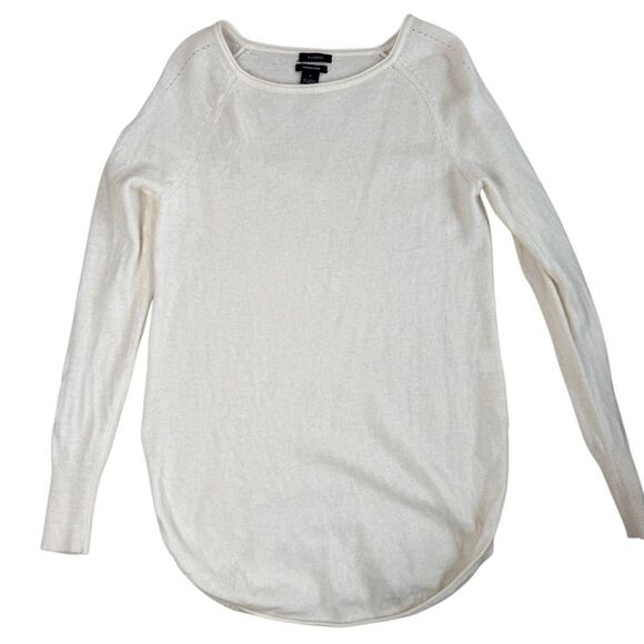 Halogen Shirttail Wool Cashmere Tunic Sweater Ivory Women Size Medium Nordstrom - Picture 2 of 6